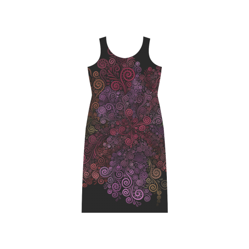 Psychedelic 3D Rose Phaedra Sleeveless Open Fork Long Dress (Model D08)