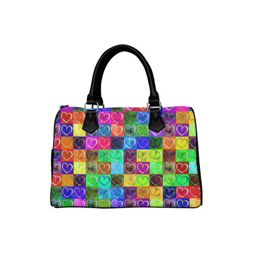 Lovely Hearts Mosaic Pattern - Grunge Colored Boston Handbag (Model 1621)