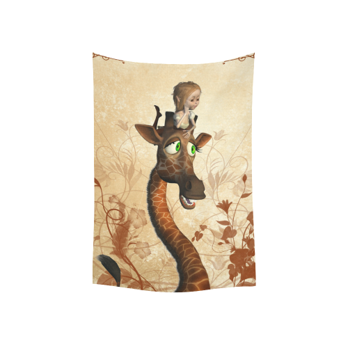 Funny, cute giraffe with fairy Cotton Linen Wall Tapestry 40"x 60"