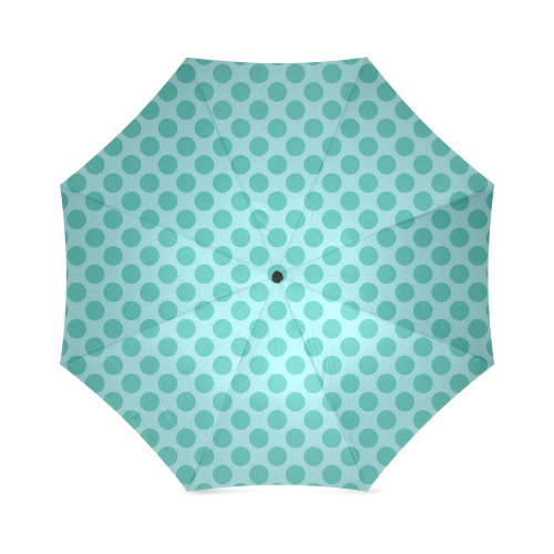 Polkadots Green on Blue Foldable Umbrella (Model U01)