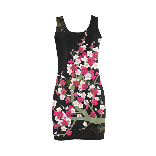 Pink White Sakura Floral Medea Vest Dress (Model D06)