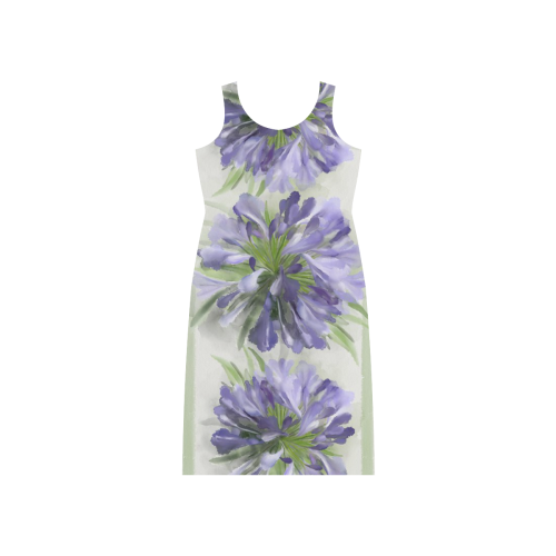 3 Purple Flowers Phaedra Sleeveless Open Fork Long Dress (Model D08)