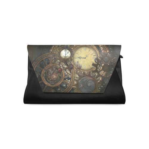 Painting Steampunk clocks and gears Clutch Bag (Model 1630)