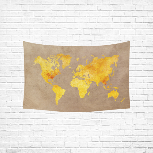 world map 23 Cotton Linen Wall Tapestry 60"x 40"