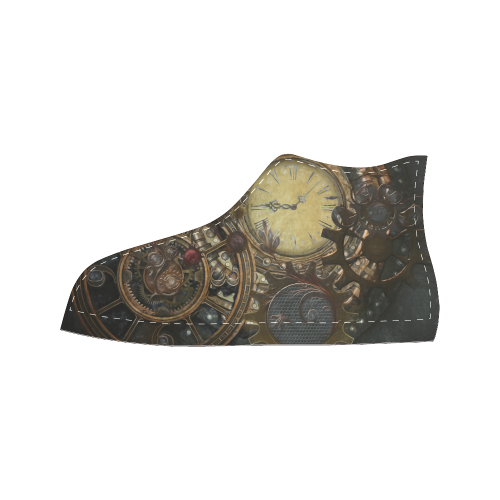 Painting Steampunk clocks and gears Men’s Classic High Top Canvas Shoes /Large Size (Model 017)