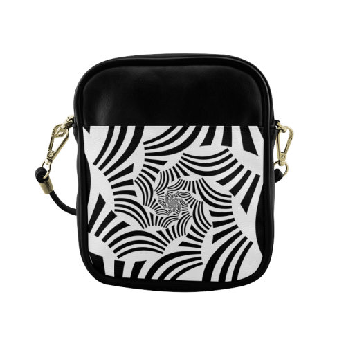Crazy Spiral Black Stripes Sling Bag (Model 1627)