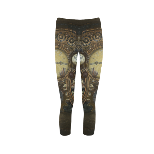 Painting Steampunk clocks and gears Capri Legging (Model L02)