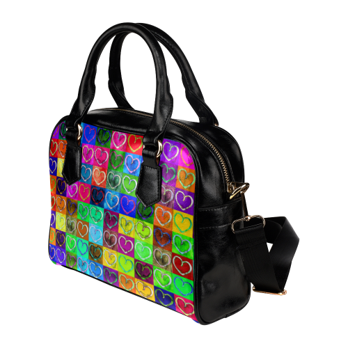 Lovely Hearts Mosaic Pattern - Grunge Colored Shoulder Handbag (Model 1634)