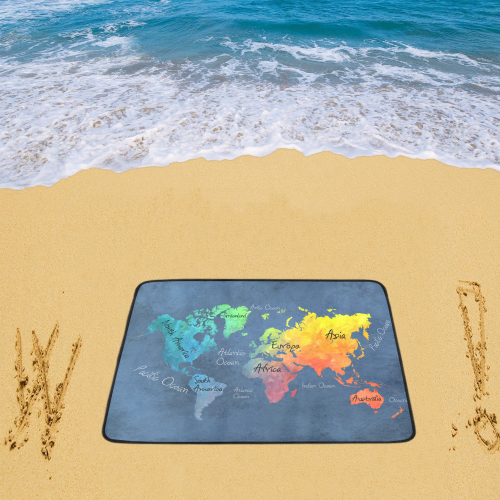 world map 30 Beach Mat 78"x 60"