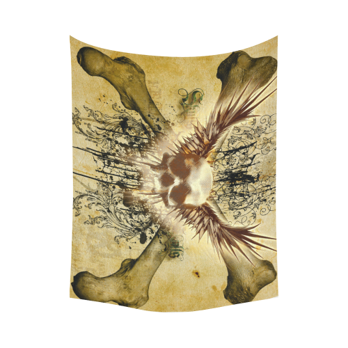 Amazing skull, wings and grunge Cotton Linen Wall Tapestry 80"x 60"