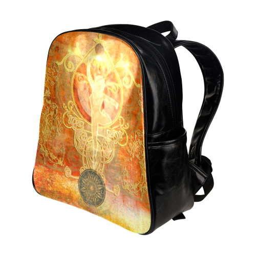 The ballet dancer  in yellow and red Multi-Pockets Backpack (Model 1636)