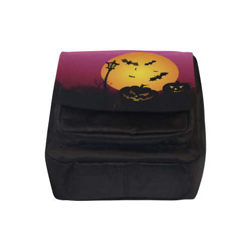 Spooky Halloween pumpkins and bats in pink Crossbody Nylon Bags (Model 1633)