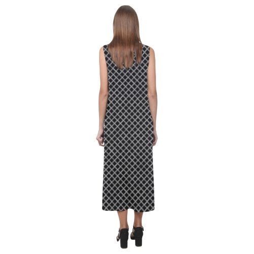 Black and White Lattice Phaedra Sleeveless Open Fork Long Dress (Model D08)