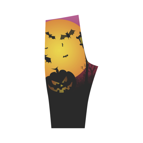 Spooky Halloween pumpkins and bats in pink Hestia Cropped Leggings (Model L03)