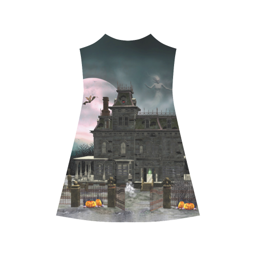 A creepy darkness halloween haunted house Alcestis Slip Dress (Model D05)