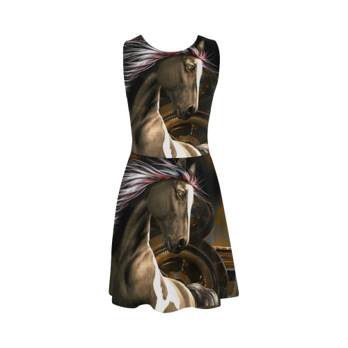 Steampunk, awesome horse with clocks and gears Atalanta Sundress (Model D04)