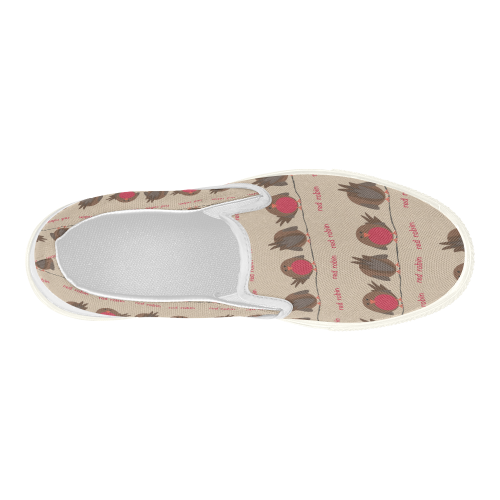 Red Robin Pattern Women's Slip-on Canvas Shoes (Model 019)