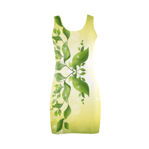 MAGIC LEAVES Kaleidoscope green yellow Medea Vest Dress (Model D06)