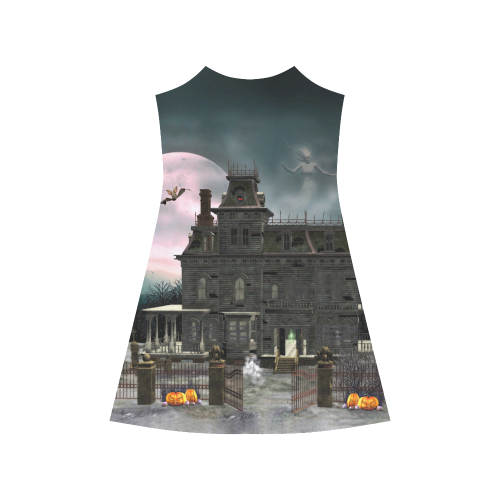 A creepy darkness halloween haunted house Alcestis Slip Dress (Model D05)