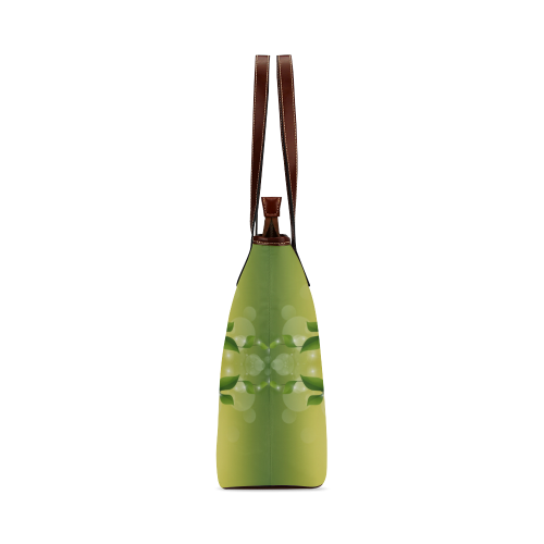 MAGIC LEAVES Kaleidoscope green yellow Shoulder Tote Bag (Model 1646)