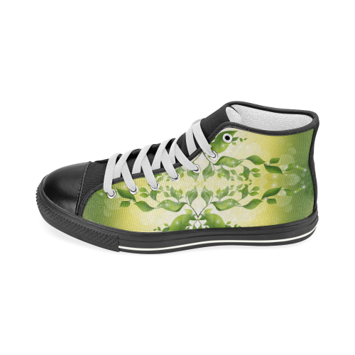 MAGIC LEAVES Kaleidoscope green yellow Women's Classic High Top Canvas Shoes (Model 017)