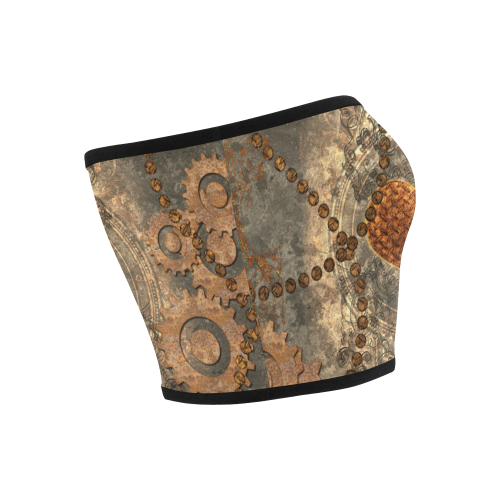 Steampuink, rusty heart with clocks and gears Bandeau Top