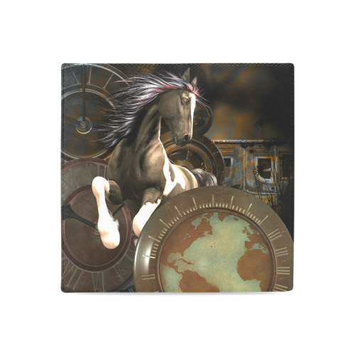 Steampunk, awesome horse with clocks and gears Women's Leather Wallet (Model 1611)