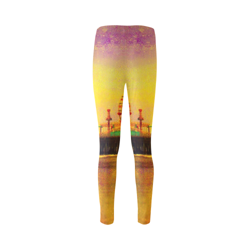 Yellow Purple Santa Monica Pier Cassandra Women's Leggings (Model L01)