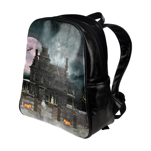 A creepy darkness halloween haunted house Multi-Pockets Backpack (Model 1636)