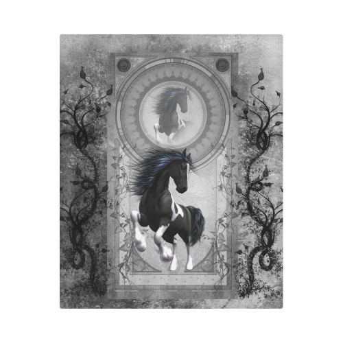 Awesome horse in black and white with flowers Duvet Cover 86"x70" ( All-over-print)
