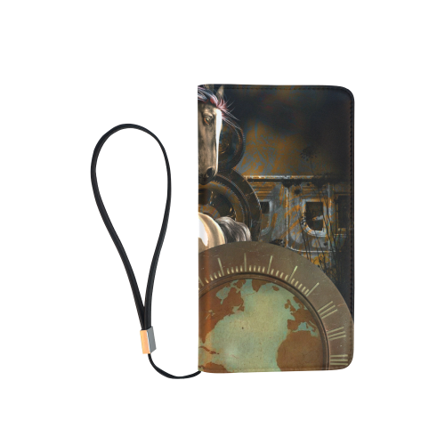 Steampunk, awesome horse with clocks and gears Men's Clutch Purse （Model 1638）