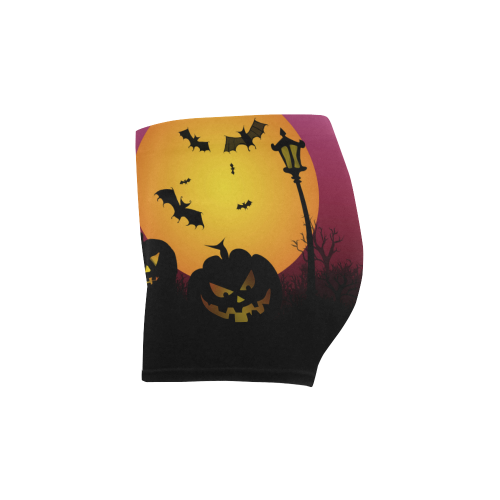 Spooky Halloween pumpkins and bats in pink Briseis Skinny Shorts (Model L04)
