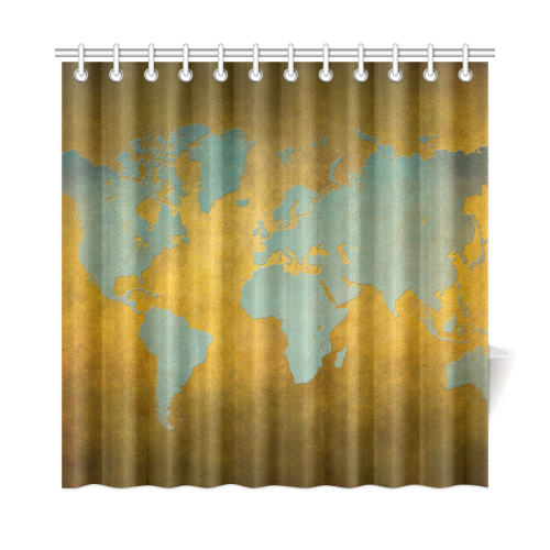 world map 34 Shower Curtain 72"x72"