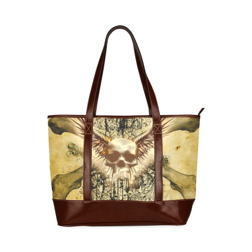 Amazing skull, wings and grunge Tote Handbag (Model 1642)