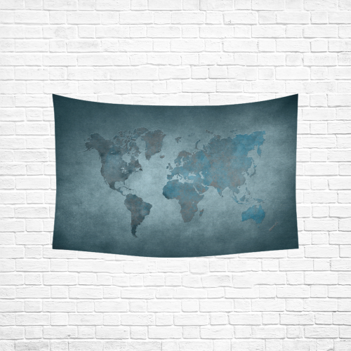 world map 35 Cotton Linen Wall Tapestry 60"x 40"