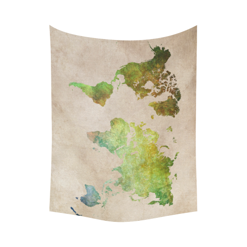 world map 32 Cotton Linen Wall Tapestry 80"x 60"