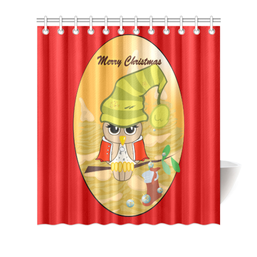 Cute christmas owl, merry christmas Shower Curtain 66"x72"