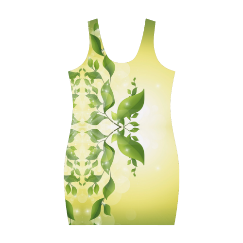 MAGIC LEAVES Kaleidoscope green yellow Medea Vest Dress (Model D06)