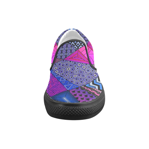 Pink Purple Blue Tangles by ArtformDesigns Women's Unusual Slip-on Canvas Shoes (Model 019)