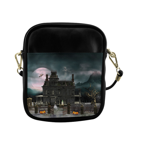 A creepy darkness halloween haunted house Sling Bag (Model 1627)