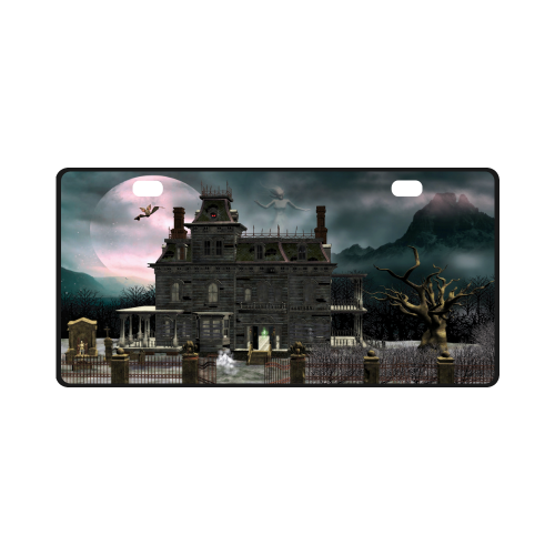 A creepy darkness halloween haunted house License Plate
