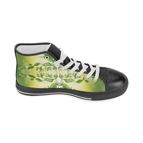 MAGIC LEAVES Kaleidoscope green yellow Women's Classic High Top Canvas Shoes (Model 017)