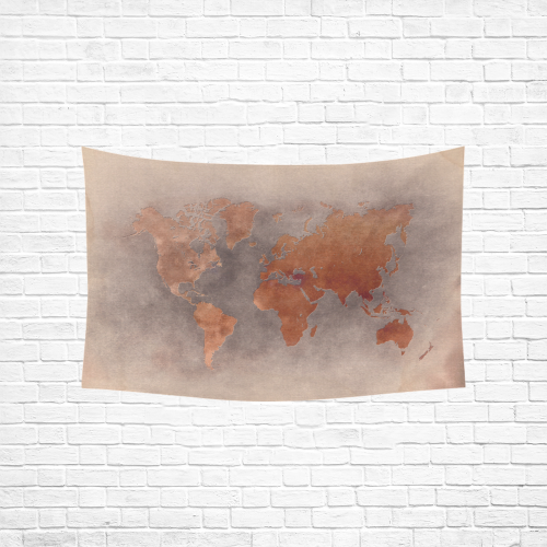 world map 36 Cotton Linen Wall Tapestry 60"x 40"