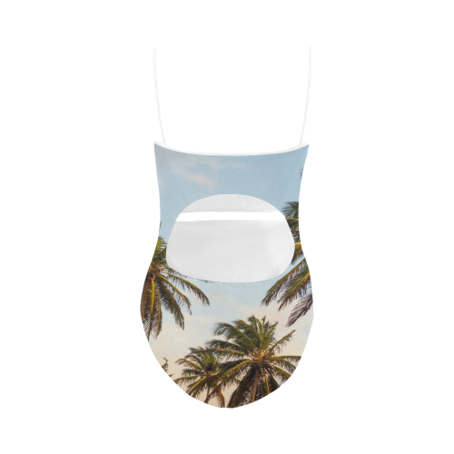 Chilling Tropical Palm Trees Blue Sky Scene Strap Swimsuit ( Model S05)