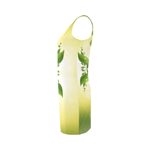 MAGIC LEAVES Kaleidoscope green yellow Medea Vest Dress (Model D06)