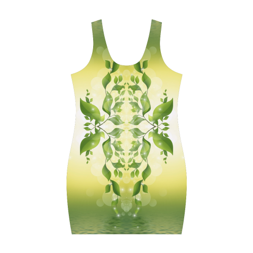 MAGIC LEAVES Kaleidoscope green yellow Medea Vest Dress (Model D06)