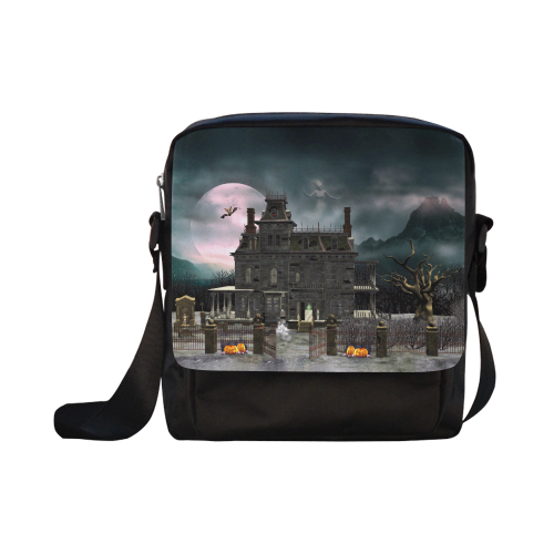 A creepy darkness halloween haunted house Crossbody Nylon Bags (Model 1633)