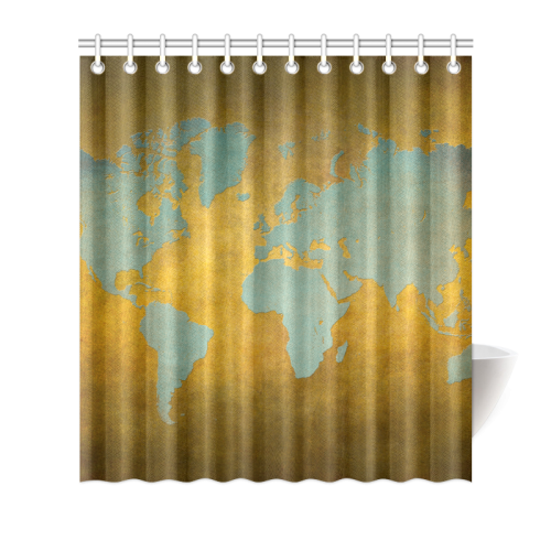 world map 34 Shower Curtain 66"x72"
