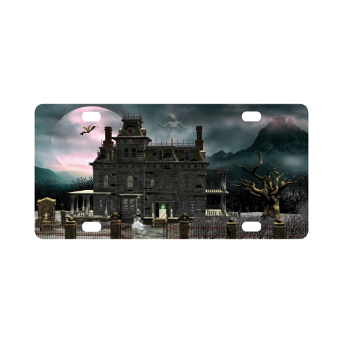 A creepy darkness halloween haunted house Classic License Plate