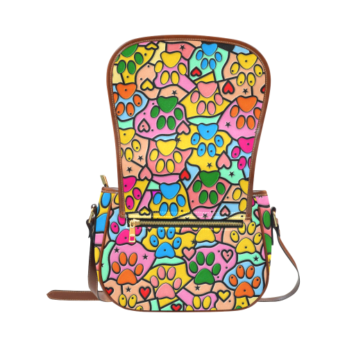 Popart Paws by Nico Bielow Saddle Bag/Small (Model 1649) Full Customization